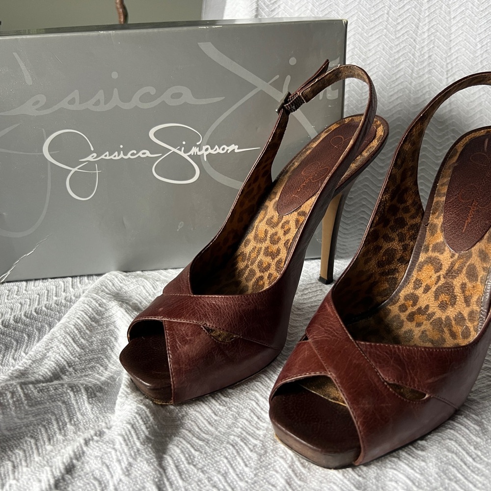 Jessica Simpson Dark Brown Slingback Heels